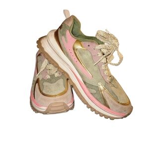 Malibu Women's Sneakers in Pink, Gold, and Green